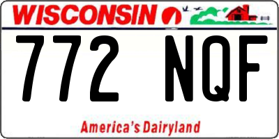 WI license plate 772NQF