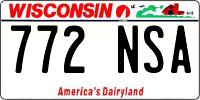WI license plate 772NSA