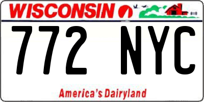 WI license plate 772NYC