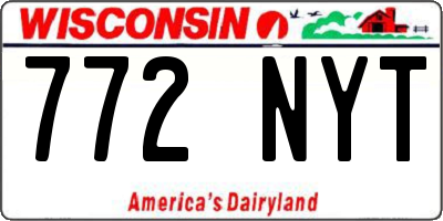 WI license plate 772NYT