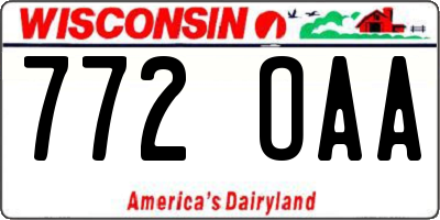 WI license plate 772OAA