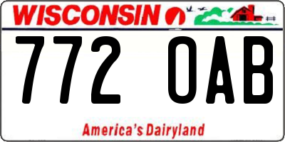 WI license plate 772OAB