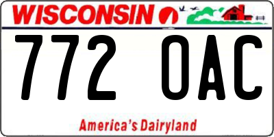 WI license plate 772OAC