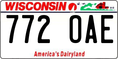 WI license plate 772OAE
