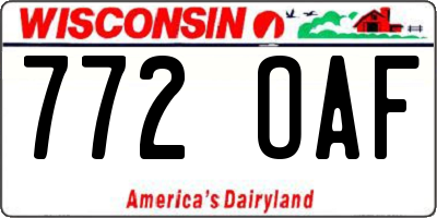 WI license plate 772OAF