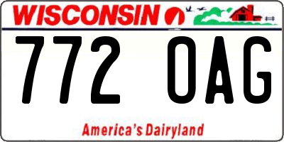 WI license plate 772OAG