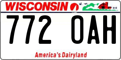 WI license plate 772OAH