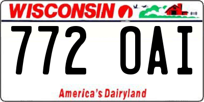 WI license plate 772OAI