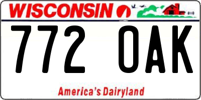 WI license plate 772OAK