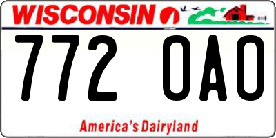 WI license plate 772OAO