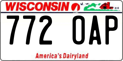 WI license plate 772OAP