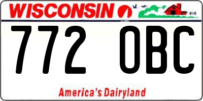 WI license plate 772OBC
