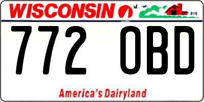 WI license plate 772OBD