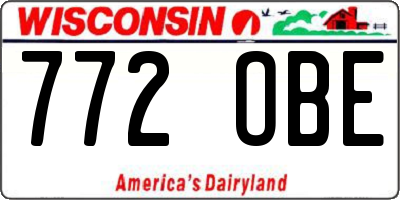 WI license plate 772OBE