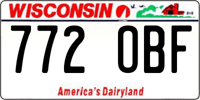 WI license plate 772OBF