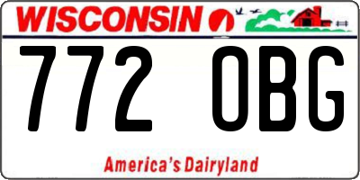 WI license plate 772OBG