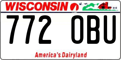 WI license plate 772OBU