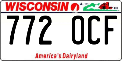 WI license plate 772OCF