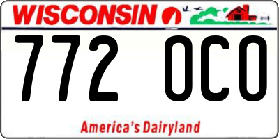 WI license plate 772OCO