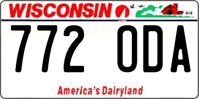 WI license plate 772ODA