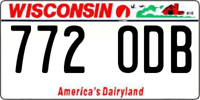 WI license plate 772ODB