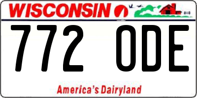 WI license plate 772ODE