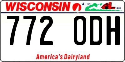 WI license plate 772ODH