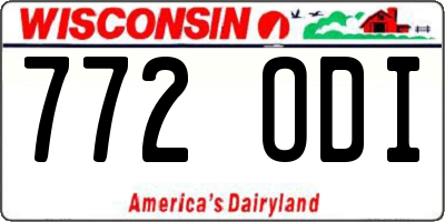 WI license plate 772ODI