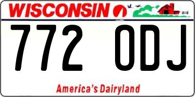 WI license plate 772ODJ