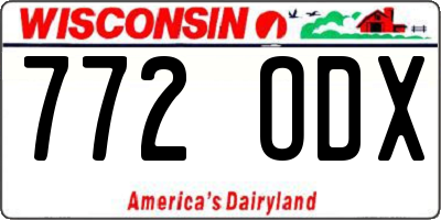 WI license plate 772ODX