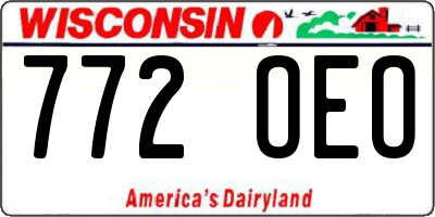 WI license plate 772OEO