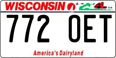 WI license plate 772OET