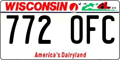 WI license plate 772OFC