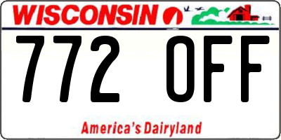 WI license plate 772OFF