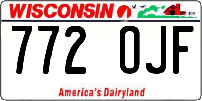WI license plate 772OJF