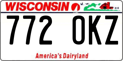 WI license plate 772OKZ