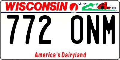 WI license plate 772ONM