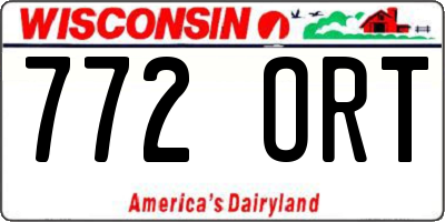 WI license plate 772ORT