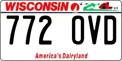 WI license plate 772OVD