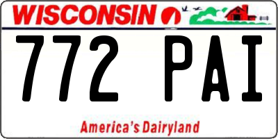 WI license plate 772PAI