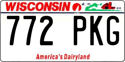 WI license plate 772PKG