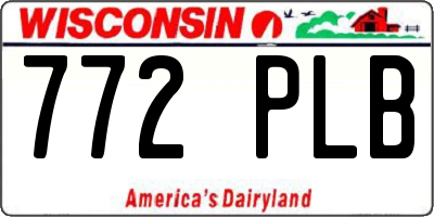 WI license plate 772PLB