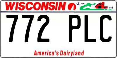WI license plate 772PLC