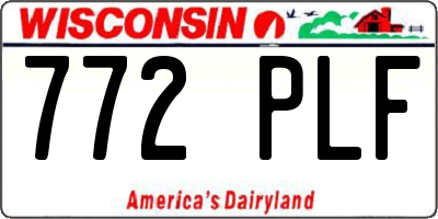 WI license plate 772PLF