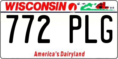 WI license plate 772PLG