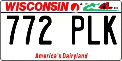 WI license plate 772PLK