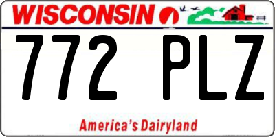 WI license plate 772PLZ