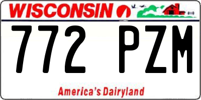 WI license plate 772PZM