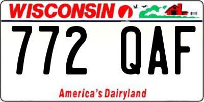 WI license plate 772QAF