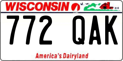 WI license plate 772QAK